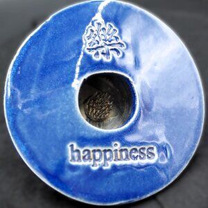 MCM Wardell Pottery "Happiness" Cobalt Blue Flower Frog from Saugerties New York